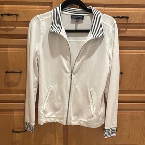 Jones New York Black and White Bomber Jacket with Tailored Fit